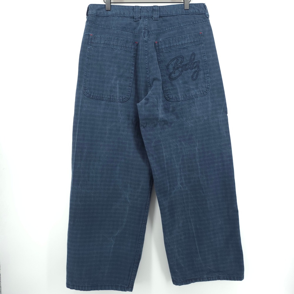 BDG Womens Wide‎ Leg Skater Jeans 31W Blue Indigo Textured Baggy Streetwear
